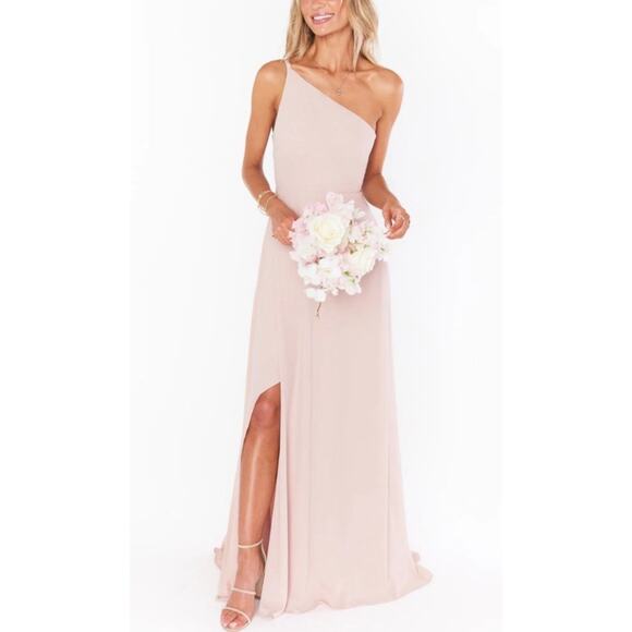 Show Me Your MuMu Dresses & Skirts - Show Me Your Mumu Shannon One Shoulder Bridesmaid Dress Dusty Blush Crisp NWT L